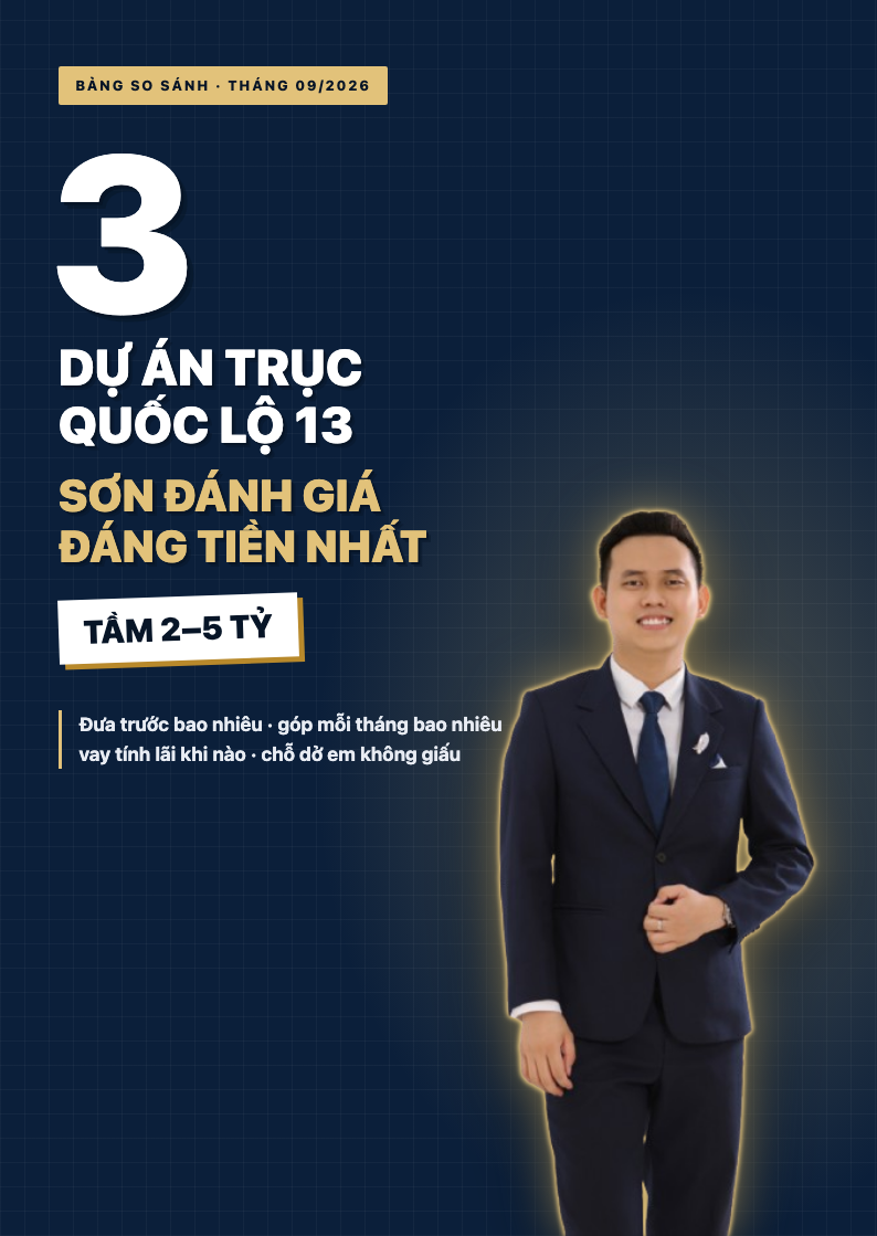 Bìa bảng so sánh 3 dự án trục Quốc lộ 13